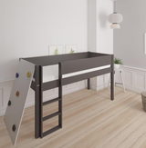 Borr half-height children's bed with climbing wall - height bed with climbing wall - 90*160cm - Anthracite - 2