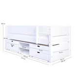 Ariel børneseng med god plads til opbevaring - gratis 3-i-1 stol i hele januar