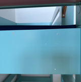 Ocean blue Gefion Højseng med åben Sky blue sengehest og safety kit (90x200)