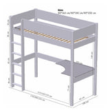 Buy the picture - Gefion high bed with sky blue desk top and shelves