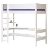 Buy the picture - Gefion high bed with sky blue desk top and shelves