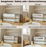 Mimer seng med sengehest og skuffer