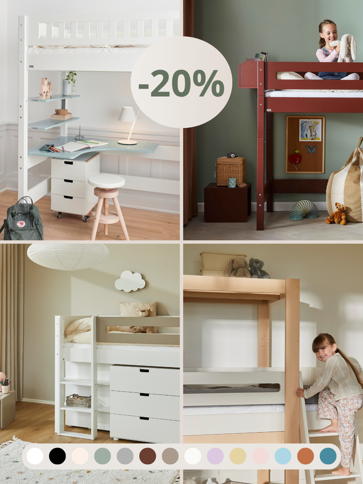 Spar 20% på halvhøje & høje senge