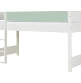 Huxie white mid-height children's bed - with the option of a colored safety rail