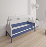 Fulla children's house bed with beech frame and cotton canopy - 90*160cm - Denim blue - 21