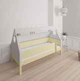 Fulla children's house bed with beech frame and cotton canopy - 90*160cm - Sunny yellow - 44
