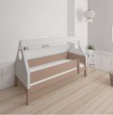 Fulla children's house bed with beech frame and cotton canopy - 90*160cm - Café Latte - 55