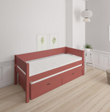 Luna udtræksseng med skuffer - out bed with drawers - 90*200cm - Rusty red - 35