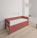 Nanna children's bed with high drawers - 90*160cm - Rusty red - 35