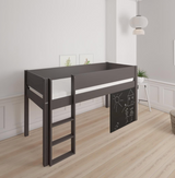 Dea halvhøj børneseng med tavle - height children's bed with chalkboard - 90*160cm - Anthracite - 2
