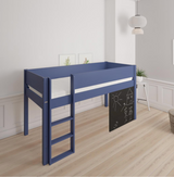 Dea halvhøj børneseng med tavle - height children's bed with chalkboard - 90*160cm - Denim blue - 21