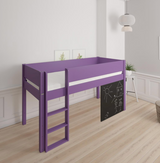 Dea halvhøj børneseng med tavle - height children's bed with chalkboard - 90*160cm - Purple - 31