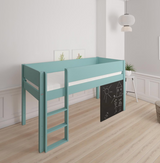 Dea halvhøj børneseng med tavle - height children's bed with chalkboard - 90*200cm - Mint blue - 42