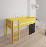 Dea halvhøj børneseng med tavle - height children's bed with chalkboard - 90*160cm - Curry yellow - 43