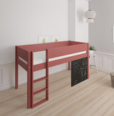 Dea halvhøj børneseng med tavle - height children's bed with chalkboard - 90*160cm - Rusty red - 35