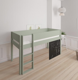 Dea halvhøj børneseng med tavle - height children's bed with chalkboard - 90*160cm - Light green - 54
