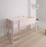 Sol halvhøj børneseng med boldtavle - height children's bed with ballboard - 90*200cm - Light rose - 24