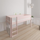 Sol halvhøj børneseng med boldtavle - height children's bed with ballboard - 90*160cm - Light rose - 24