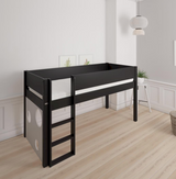 Sol halvhøj børneseng med boldtavle - height children's bed with ballboard - 90*200cm - Black - 39