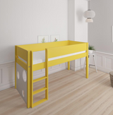 Sol halvhøj børneseng med boldtavle - height children's bed with ballboard - 90*160cm - Curry yellow - 43