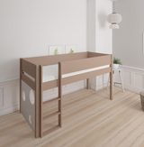 Sol halvhøj børneseng med boldtavle - height children's bed with ballboard - 90*160cm - Cafélatte - 55