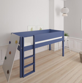 Borr half-height children's bed with climbing wall - height bed with climbing wall - 90*160cm - Denim blue - 21