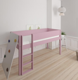 Borr half-height children's bed with climbing wall - height bed with climbing wall - 90*160cm - Dusty rose - 25